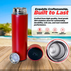 Smart Water Bottle LED Temperature Display 500ml Red Vacuum Insulated Tea Infuse
