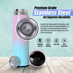 Smart LED Thermos Flask 500ml Insulated Bottle Pink Blue Touch Temperature Displ