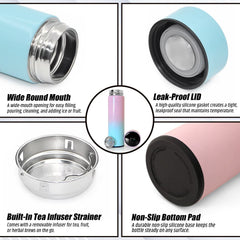 Smart LED Thermos Flask 500ml Insulated Bottle Teal Pink Touch Temperature Displ