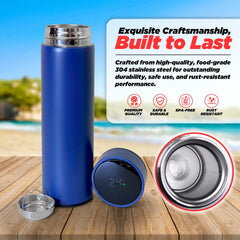Smart Water Bottle LED Temperature Display 500ml Blue Vacuum Insulated Tea Infus