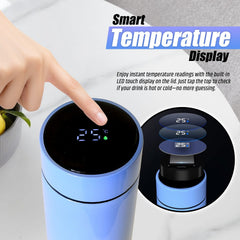 Smart LED Thermos Flask 500ml Insulated Bottle Purple Blue Touch Temperature Dis