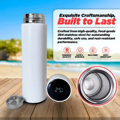 Smart Water Bottle LED Temperature Display 500ml White Vacuum Insulated Tea Infu