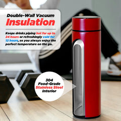 Smart Water Bottle LED Temperature Display 500ml Red Vacuum Insulated Tea Infuse