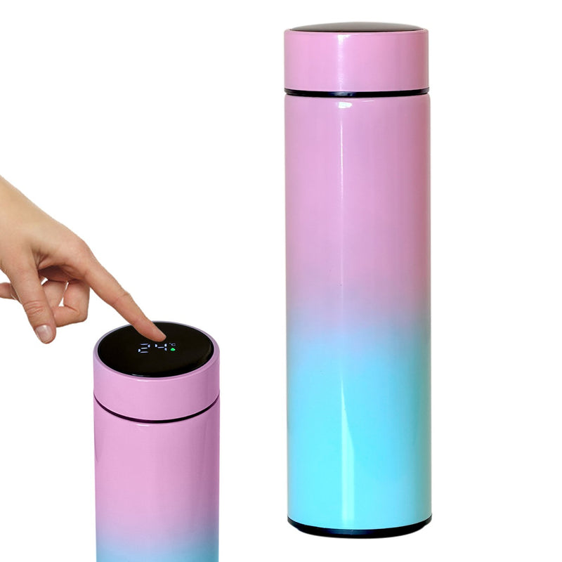 Smart LED Thermos Flask 500ml Insulated Bottle Pink Blue Touch Temperature Displ