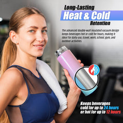 Smart LED Thermos Flask 500ml Insulated Bottle Purple Blue Touch Temperature Dis
