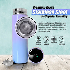 Smart LED Thermos Flask 500ml Insulated Bottle Purple Blue Touch Temperature Dis