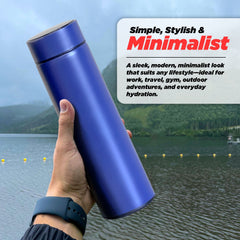 Smart Water Bottle LED Temperature Display 500ml Blue Vacuum Insulated Tea Infus