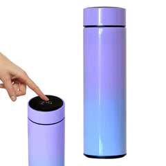 Smart LED Thermos Flask 500ml Insulated Bottle Purple Blue Touch Temperature Dis