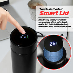 Smart Water Bottle LED Temperature Display 500ml Black Vacuum Insulated Tea Infu