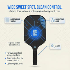 NextGen Carbon Fibre Pickleball Paddle Polypropylene Honeycomb Wide Sweet Spot