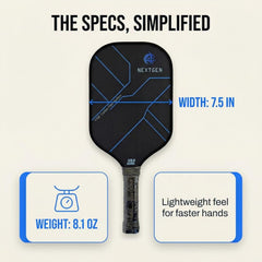 NextGen Carbon Fibre Pickleball Paddle Polypropylene Honeycomb Wide Sweet Spot