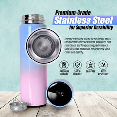 Smart LED Thermos Flask 500ml Insulated Bottle Blue Pink Touch Temperature Displ