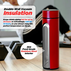 Smart Water Bottle LED Temperature Display 500ml White Vacuum Insulated Tea Infu