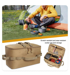 PACOONE Outdoor Camping Gas Tank Storage Bag Large Capacity Ground Nail Tool Bag Gas Canister Picnic Cookware Utensils Kit Bag