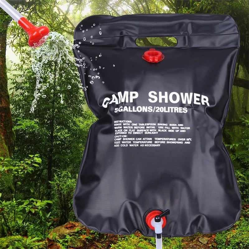 1 Pack Outdoor Camping Shower Bag, 5Gallons Portable Solar Shower Bag With Hose And On-Off Switchable Shower Head For Outdoors