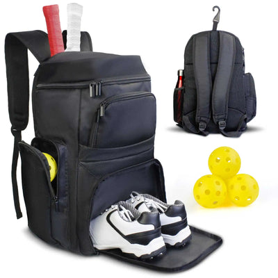 Pickleball Bag Backpack with Shoe Compartment Fence Hook Large Capacity Pickleball Paddle Bags Hold Pickleball Accessories