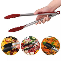 9-inch food tongs Stainless steel tongs Silicone non-stick cooking clips Outdoor  Barbecue salad bread tools Kitchen accessories