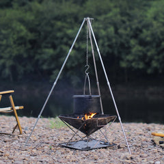 Camping Bonfire Tripod Aluminum Alloy Cooking Pot Frame Tool Detachable Stand Triangle Hanging Pot Bracket for Outdoor Picnic