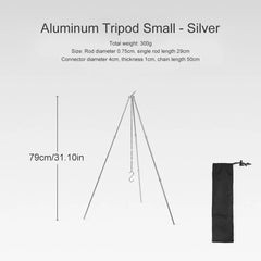 Camping Bonfire Tripod Aluminum Alloy Cooking Pot Frame Tool Detachable Stand Triangle Hanging Pot Bracket for Outdoor Picnic