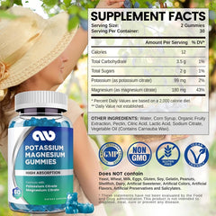 Potassium magnesium supplement gummies - suitable for children, men, and women, supporting leg spasms and muscle health