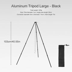 Camping Bonfire Tripod Aluminum Alloy Cooking Pot Frame Tool Detachable Stand Triangle Hanging Pot Bracket for Outdoor Picnic