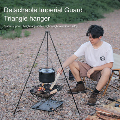 Camping Bonfire Tripod Aluminum Alloy Cooking Pot Frame Tool Detachable Stand Triangle Hanging Pot Bracket for Outdoor Picnic