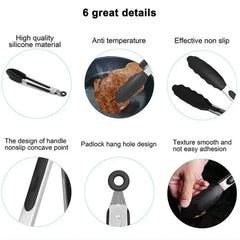 9-inch food tongs Stainless steel tongs Silicone non-stick cooking clips Outdoor  Barbecue salad bread tools Kitchen accessories