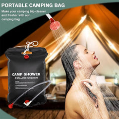 1 Pack Outdoor Camping Shower Bag, 5Gallons Portable Solar Shower Bag With Hose And On-Off Switchable Shower Head For Outdoors